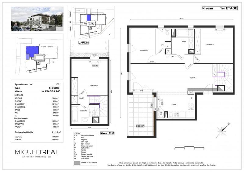 Appartement - 91 m² - 4 pièces