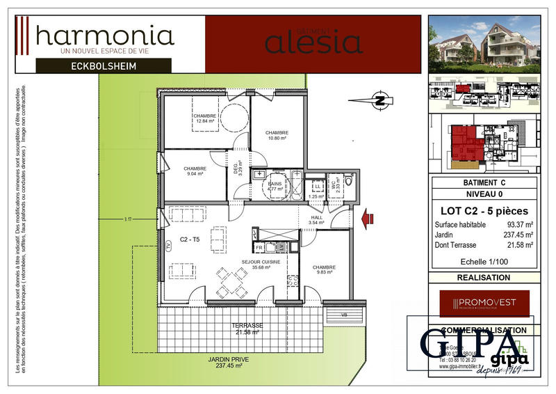 Appartement - 93 m² - 5 pièces