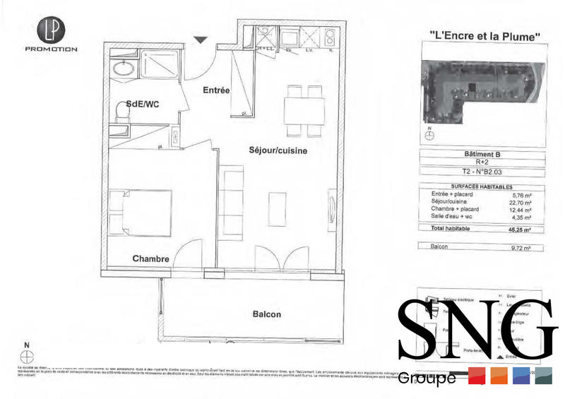 Appartement - 45 m² - 2 pièces