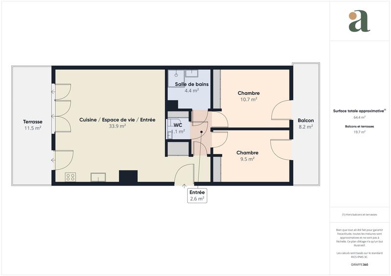 Appartement - 66 m² - 3 pièces