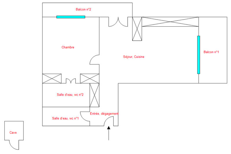 Appartement - 47 m² - 2 pièces
