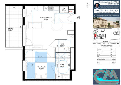 Appartement - 44 m² - 2 pièces