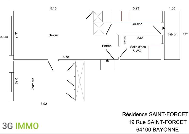 Appartement - 41 m² - 2 pièces