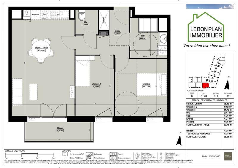Appartement - 60 m² - 3 pièces
