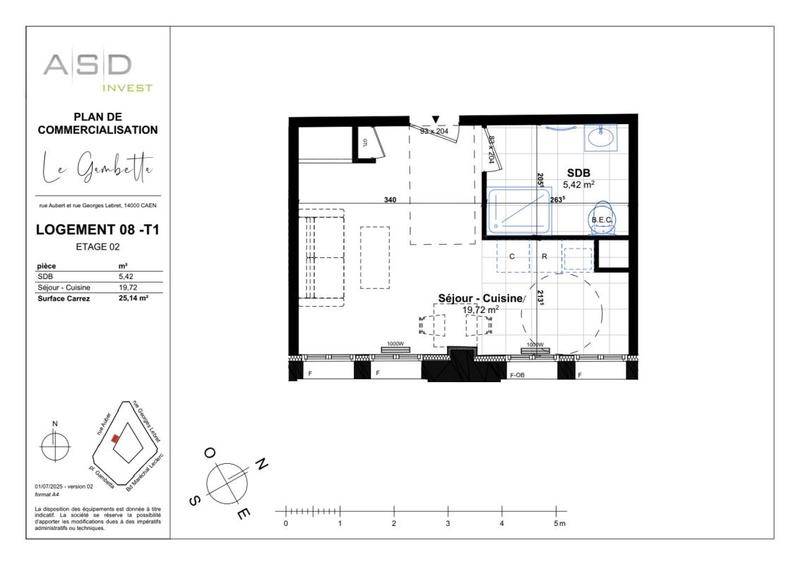 Appartement - 25 m² - 1 pièce