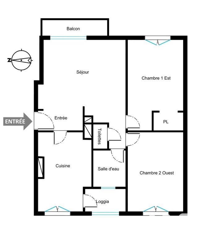 Appartement - 57 m² - 3 pièces