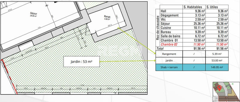 Appartement - 92 m² - 3 pièces