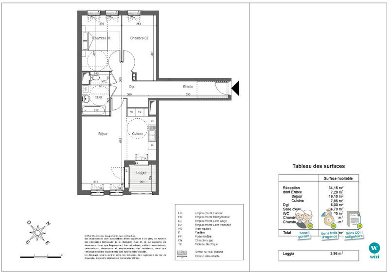 Appartement - 69 m² - 3 pièces