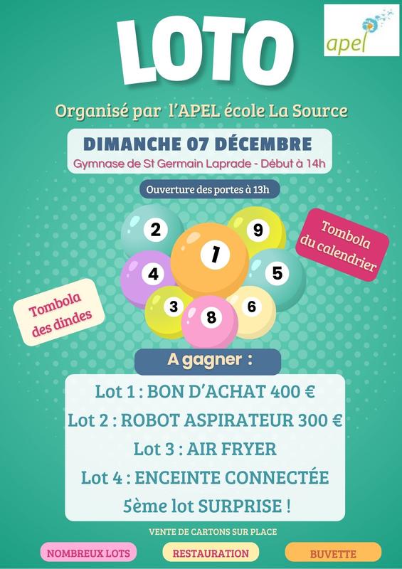 Loto École la Source Saint Germain Laprade