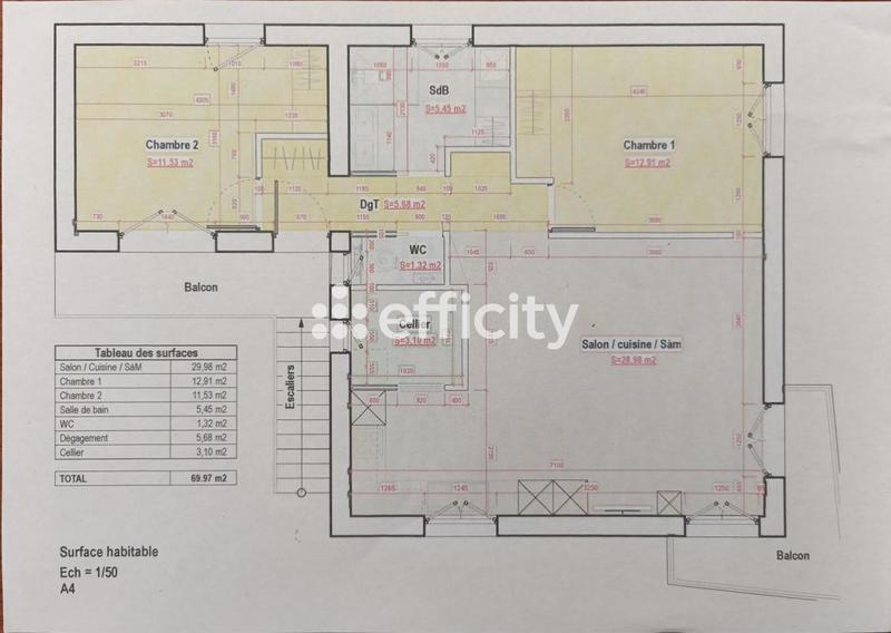 Maison - 70 m² - 3 pièces