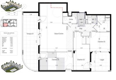 Appartement - 91 m² - 4 pièces
