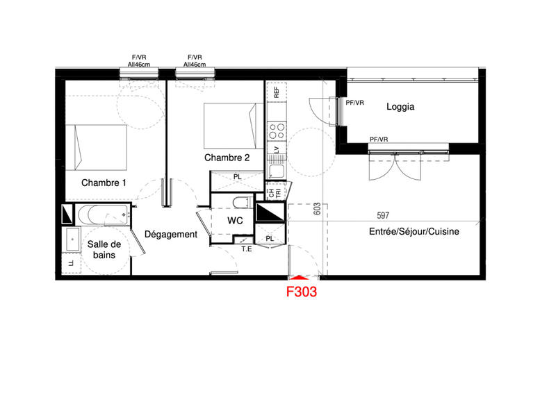 Appartement - 65 m² - 3 pièces