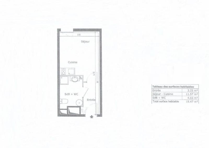 Appartement - 19 m² - 1 pièce