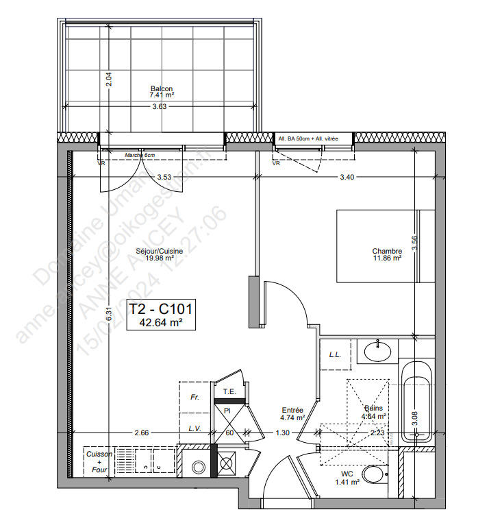 Appartement - 42 m² - 2 pièces