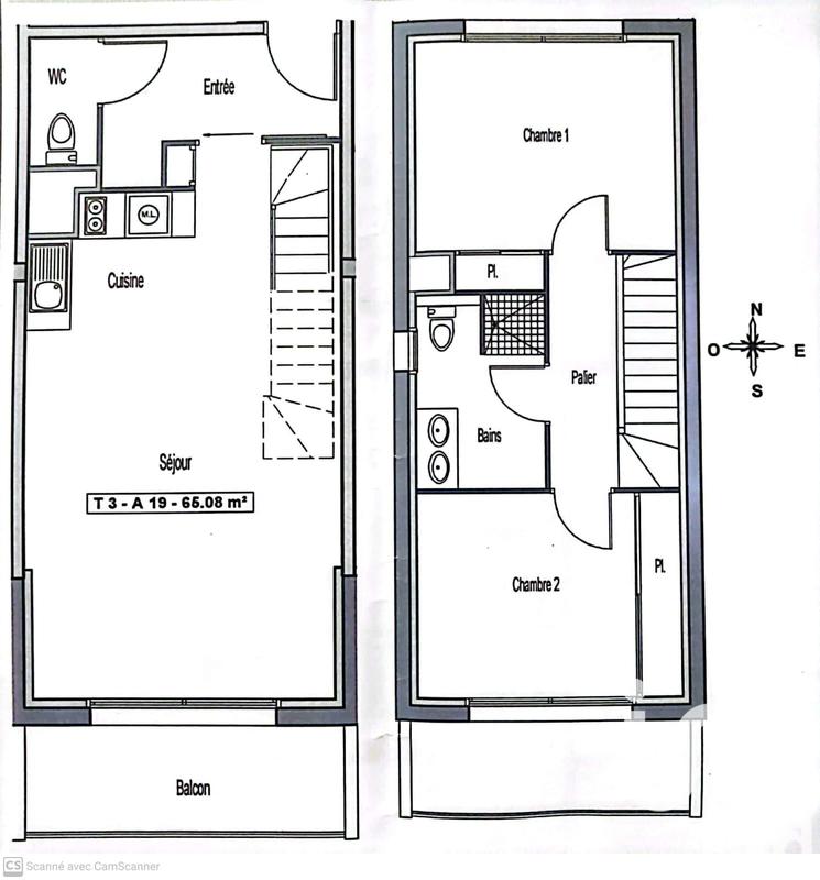 Duplex - 64 m² - 3 pièces