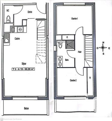 Duplex - 64 m² - 3 pièces