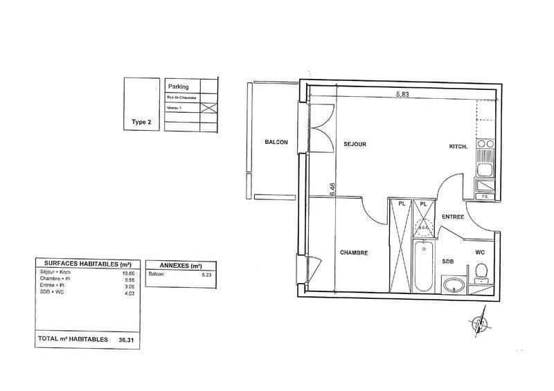Appartement - 36 m² - 2 pièces