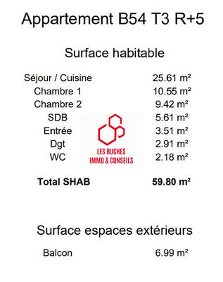 Appartement - 60 m² - 3 pièces