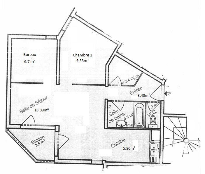 Appartement - 50 m² - 3 pièces