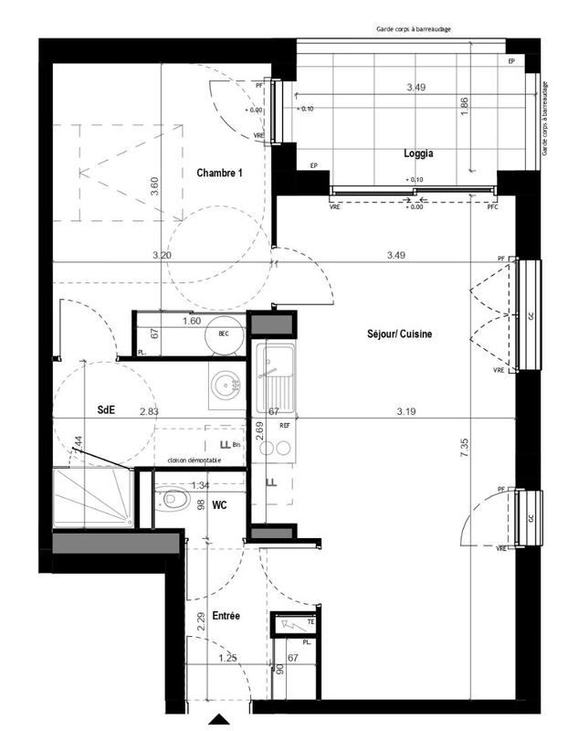 Appartement - 49 m² - 2 pièces