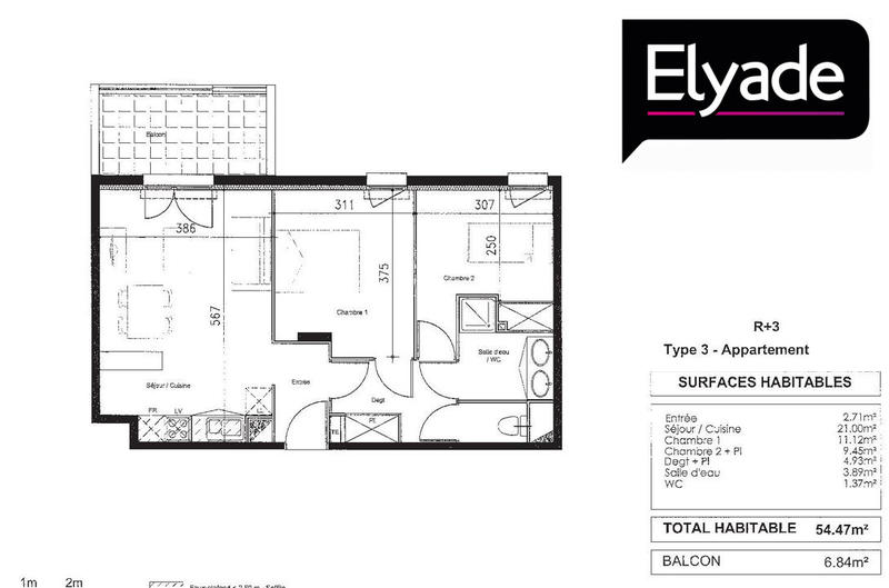 Appartement - 54 m² - 3 pièces