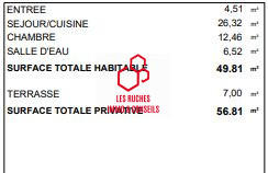 Appartement - 50 m² - 2 pièces