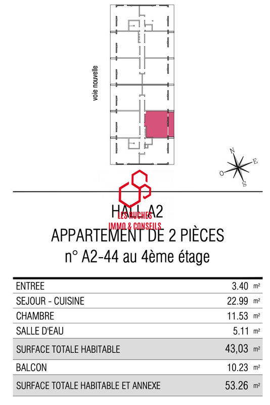 Appartement - 43 m² - 2 pièces