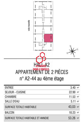 Appartement - 43 m² - 2 pièces