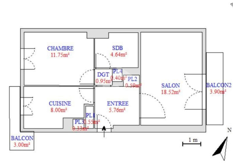 Appartement - 50 m² - 2 pièces