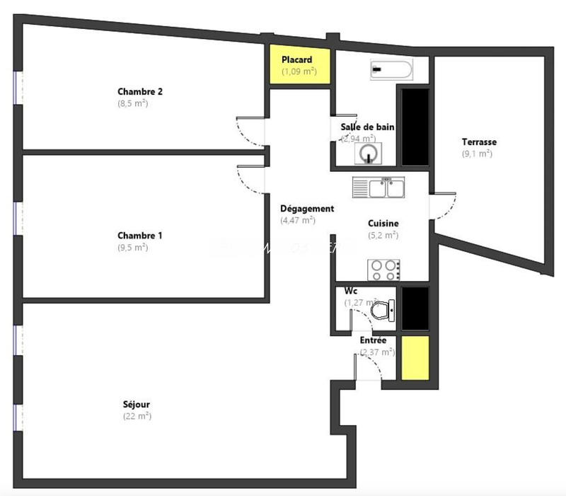 Appartement - 57 m² - 3 pièces