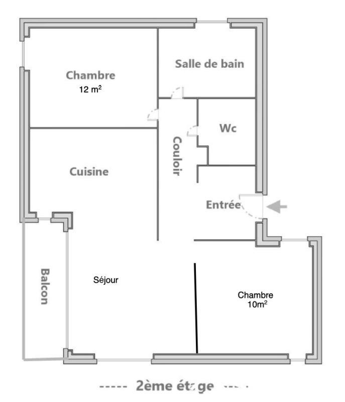 Chambre - 10 m² - 1 pièce
