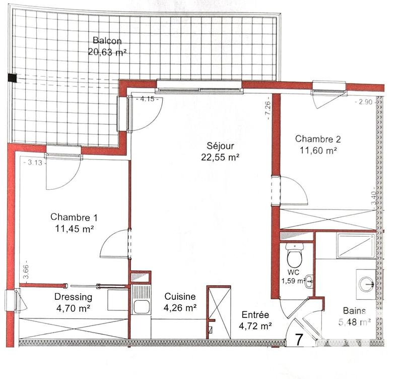 Appartement - 66 m² - 3 pièces