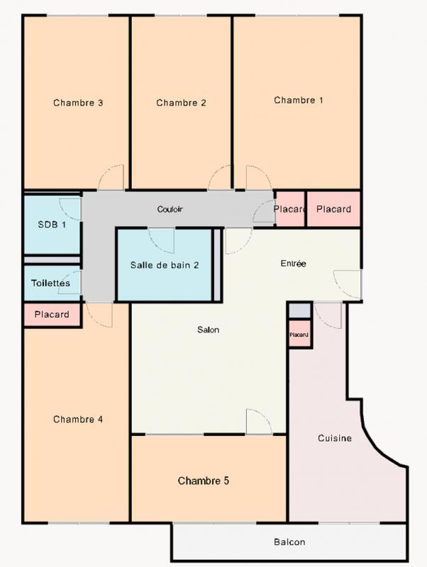 Chambre - 21 m² - 5 pièces