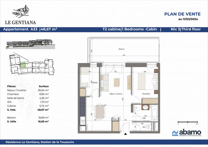 Appartement - 48 m² - 2 pièces