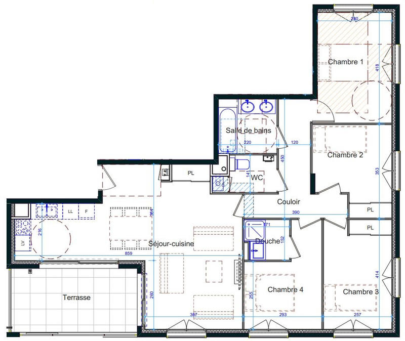 Appartement - 93 m² - 5 pièces