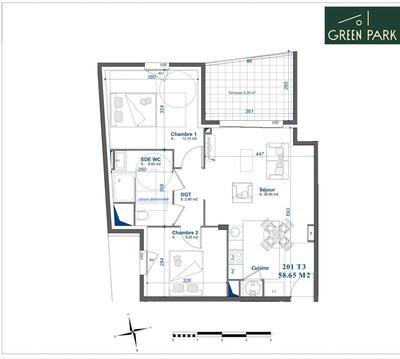 Appartement - 58 m² - 3 pièces