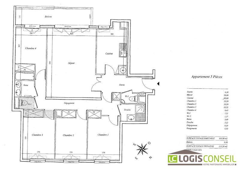Appartement - 106 m² - 5 pièces