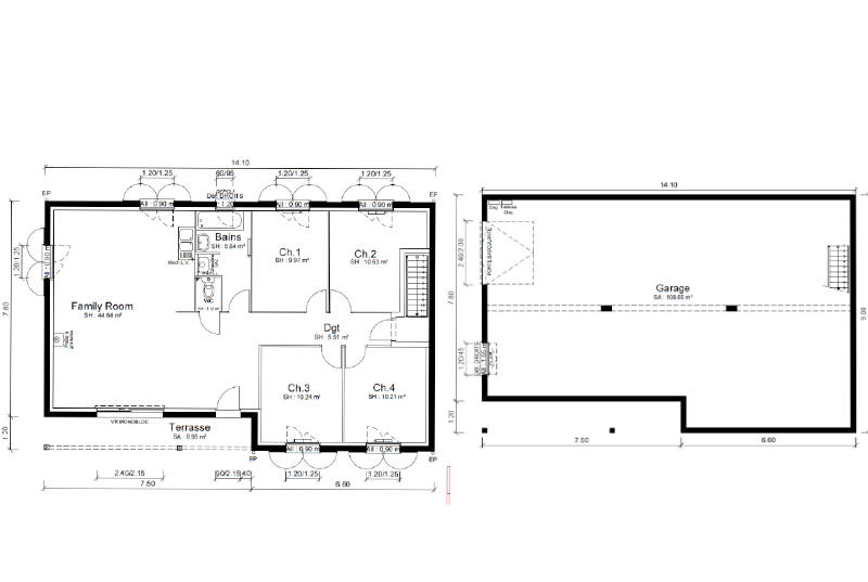 Maison - 98 m² - 5 pièces