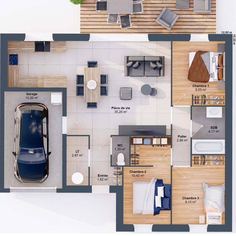 Maison - 77 m² - 5 pièces