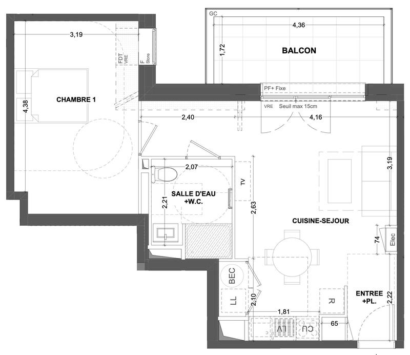 Appartement - 47 m² - 2 pièces