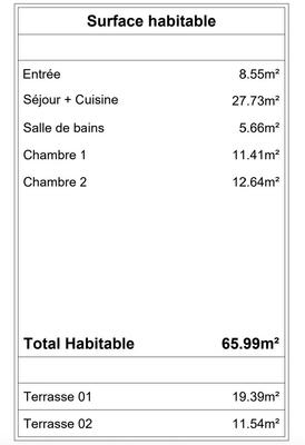 Appartement - 66 m² - 3 pièces