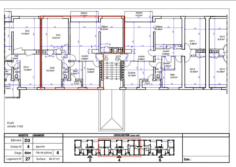 Appartement - 66 m² - 4 pièces
