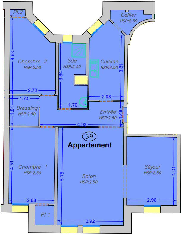 Appartement - 85 m² - 4 pièces