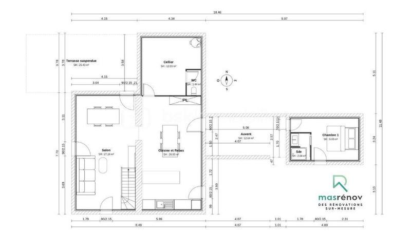 Maison en pierre - 78 m² - 4 pièces