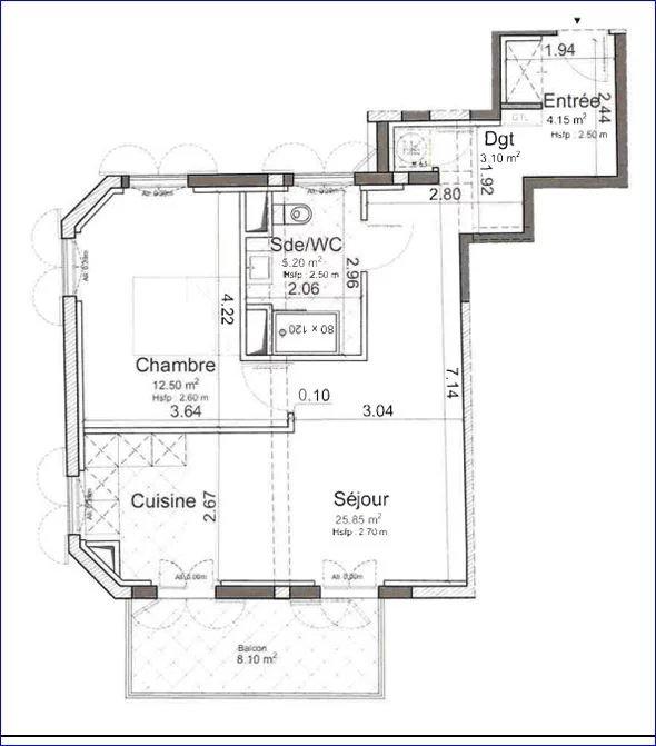 Appartement - 51 m² - 2 pièces