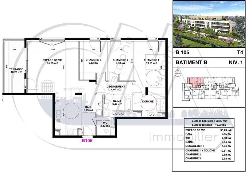 Appartement - 92 m² - 4 pièces