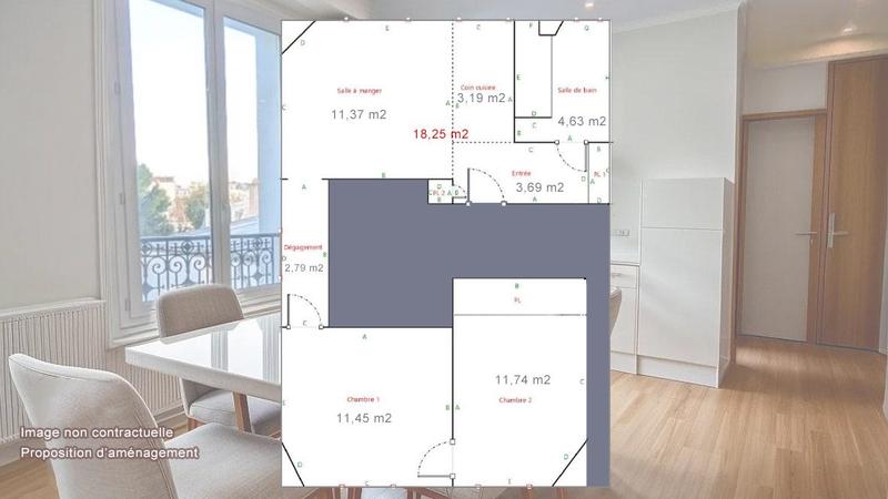 Appartement - 49 m² - 3 pièces