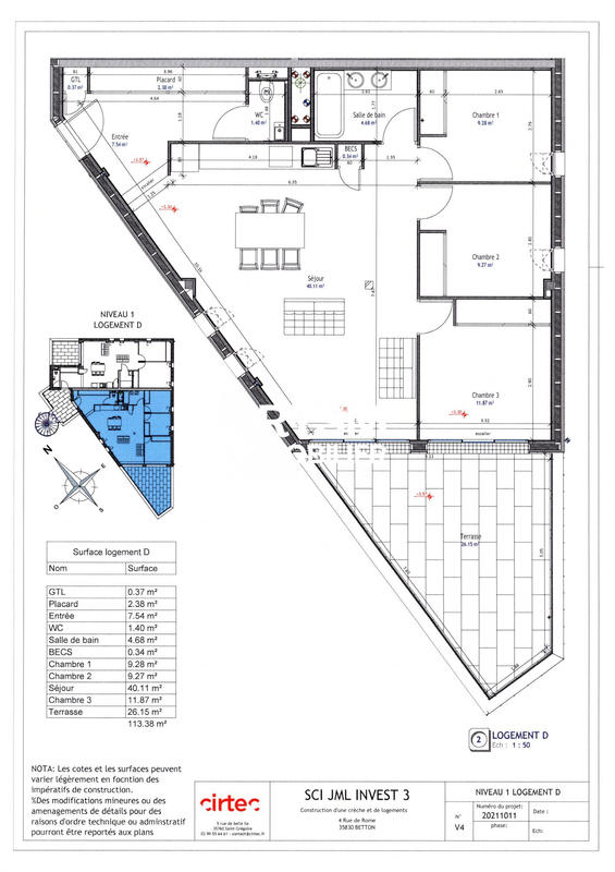 Appartement - 85 m² - 4 pièces