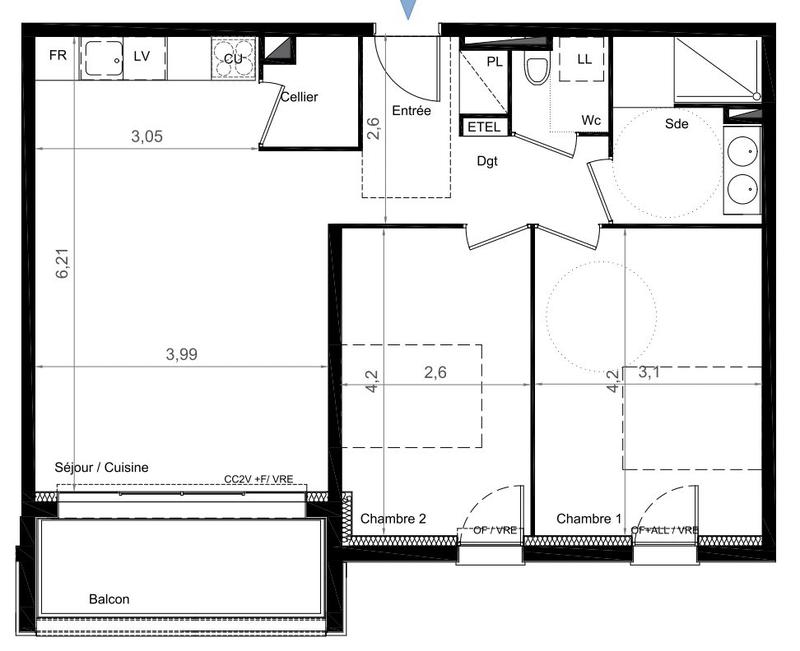 Appartement - 63 m² - 3 pièces
