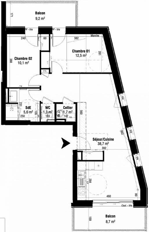 Appartement - 70 m² - 3 pièces